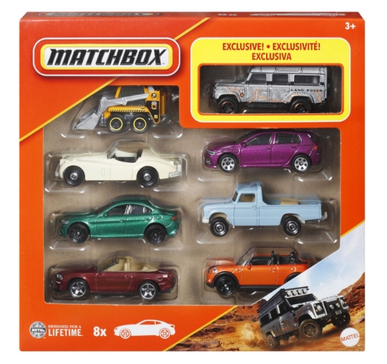 Imagine Matchbox set 8 mașinuțe metalice exclusiv Land Rover 110 scara 1 la 64