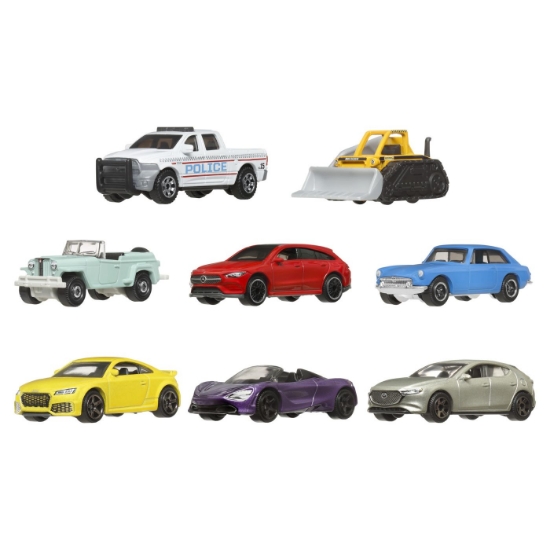 Imagine Matchbox set 8 mașinuțe metalice exclusiv camioneta poliției scara 1 la 64