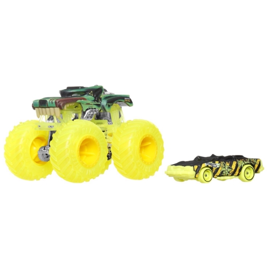 Imagine Hot Wheels Monster Truck și mașinuța metalică Hotweiler