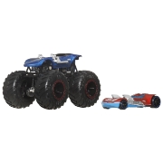 Imagine Hot Wheels Monster Truck și mașinuța metalică Twin Mill