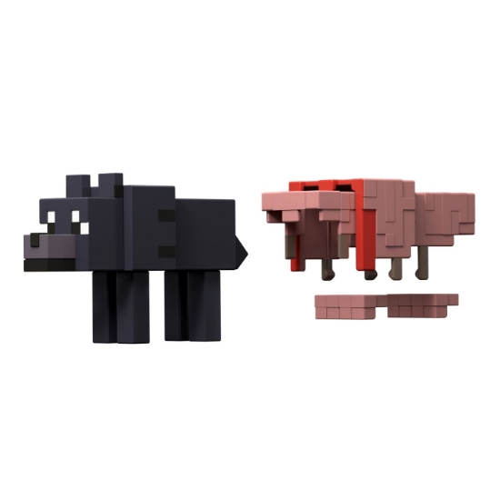 Imagine MINECRAFT CRAFT A BLOCK FIGURINA TAMED WOLF 8CM
