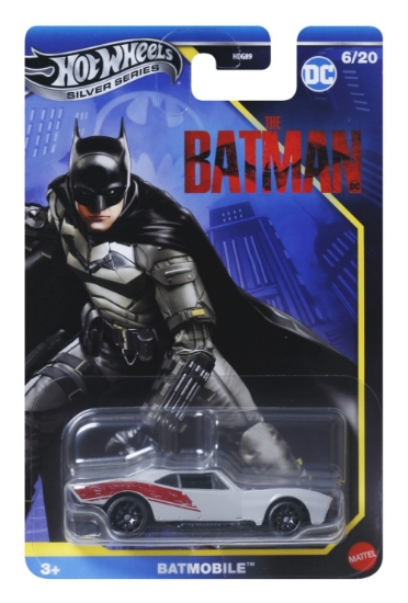 Imagine Hot Wheels mașină metalică tematică Batman Batmobile alb scara 1 la 64