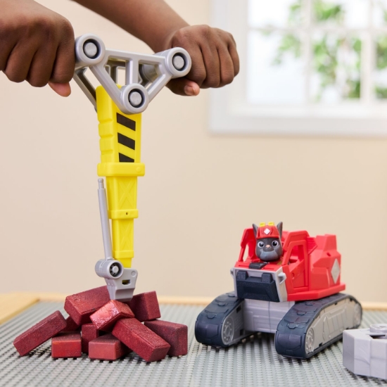 Imagine PATRULA CATELUSILOR RUBBLE SI ECHIPA SET VEHICUL EXCAVATOR SI FIGURINA CHARGER