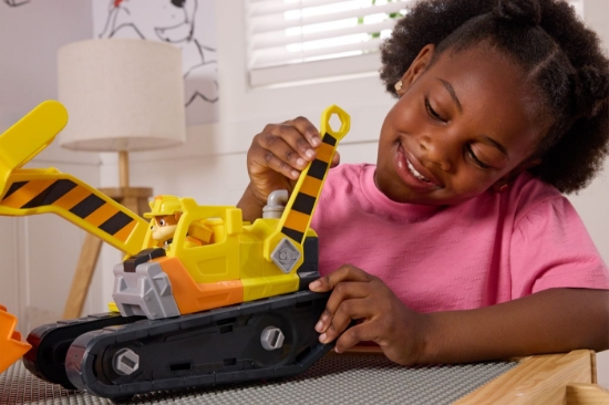 Imagine PATRULA CATELUSILOR RUBBLE SI ECHIPA VEHICUL BULDOZER MULTIFUNCTIONAL 2 IN 1