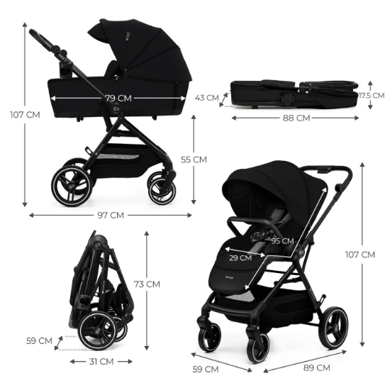 Imagine Carucior Kinderkraft YOXI 2in1, Pure Black