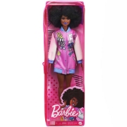 Imagine PAPUSA BARBIE FASHIONISTA CU PARUL AFRO SI JACHETA LILA
