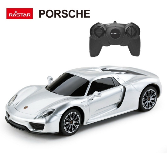 Imagine MASINA CU TELECOMANDA PORSCHE 918 SPYDER ARGINTIU CU SCARA 1 LA 24