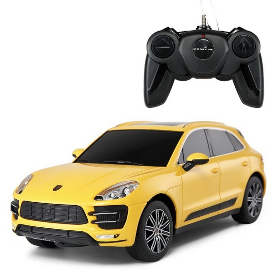 Imagine MASINA CU TELECOMANDA PORSCHE MACAN TURBO GALBEN CU SCARA 1 LA 24