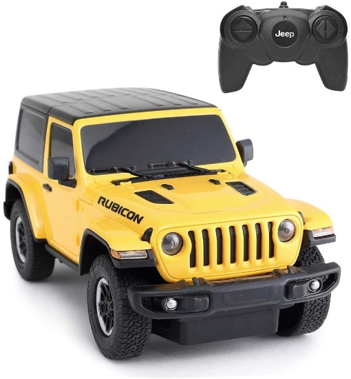 Imagine MASINA CU TELECOMANDA JEEP WRANGLER RUBICON GALBEN CU SCARA 1 LA 24