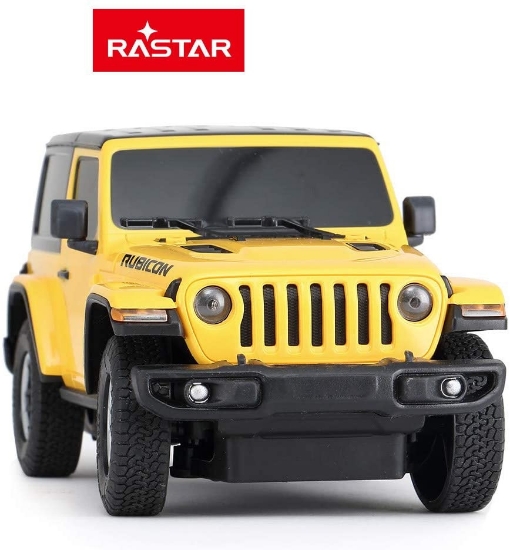 Imagine MASINA CU TELECOMANDA JEEP WRANGLER RUBICON GALBEN CU SCARA 1 LA 24