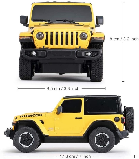 Imagine MASINA CU TELECOMANDA JEEP WRANGLER RUBICON GALBEN CU SCARA 1 LA 24