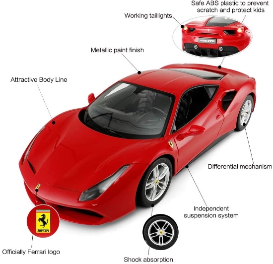 Imagine MASINA CU TELECOMANDA FERRARI 488 GTB SCARA 1 LA 14