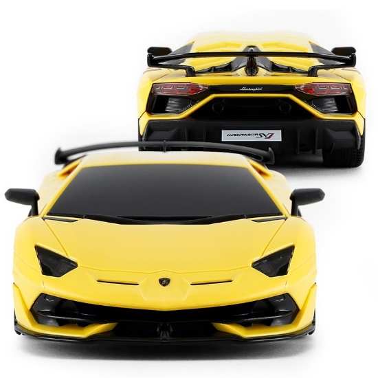 Imagine MASINA CU TELECOMANDA LAMBORGHINI AVENTADOR SVJ GALBEN CU SCARA 1 LA 24