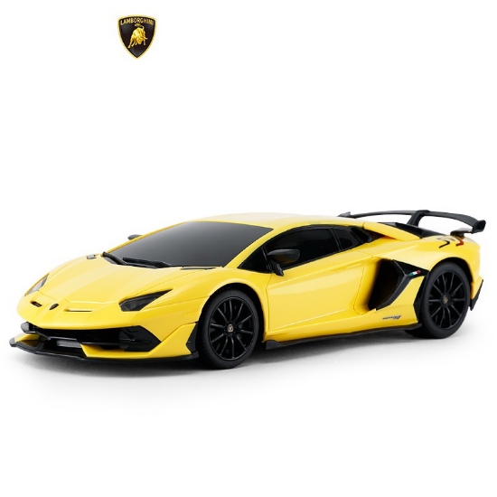 Imagine MASINA CU TELECOMANDA LAMBORGHINI AVENTADOR SVJ GALBEN CU SCARA 1 LA 24