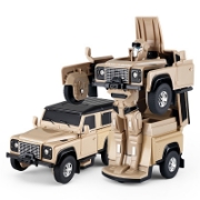 Imagine Mașinuță metalică convertibilă Land Rover Defender bej cu scara 1 la 32