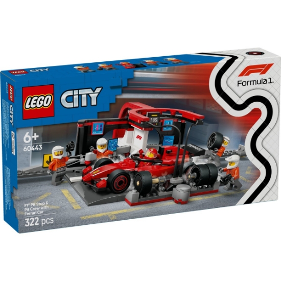 Imagine LEGO CITY BOXA SI MECANICI F1 CU MASINA FERRARI 60443