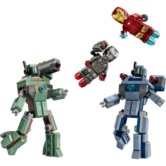 Imagine LEGO MARVEL IRON MAN SI WAR MACHINE VS DRONELE HAMMER 76320  
