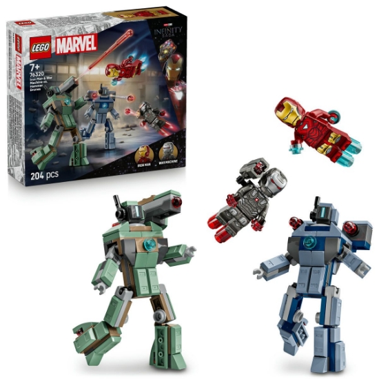 Imagine LEGO MARVEL IRON MAN SI WAR MACHINE VS DRONELE HAMMER 76320  