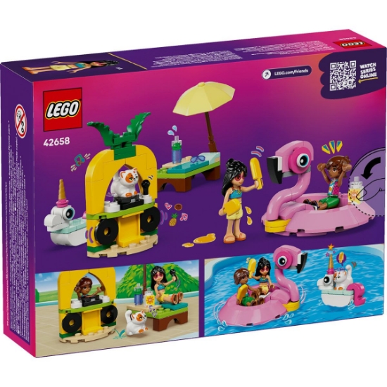 Imagine LEGO FRIENDS PETRECERE LA PISCINA CU UNICORNUL SI FLAMINGO 42658 