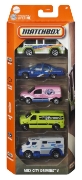 Imagine Matchbox set 5 mașinuțe metalice MBX City Drivers V scara 1:64