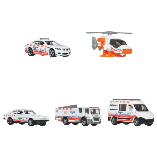 Imagine Matchbox set 5 mașinuțe metalice Rescue EMT scara 1:64