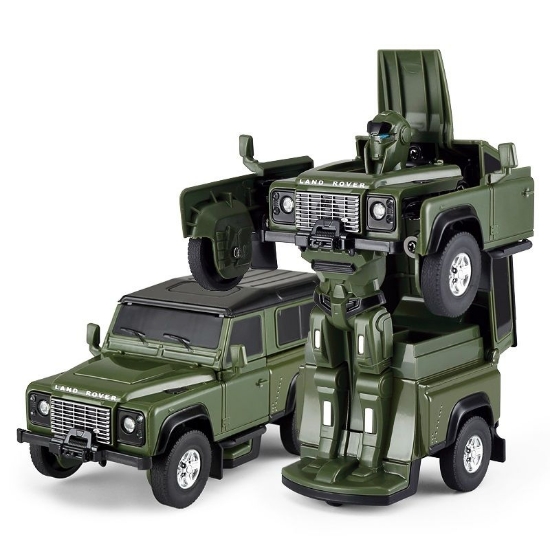 Imagine Mașinuță metalică convertibilă Land Rover Defender verde cu scara 1:32