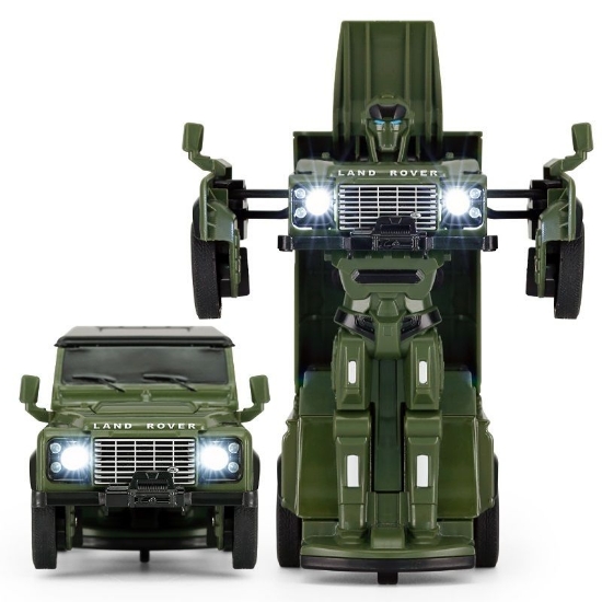 Imagine Mașinuță metalică convertibilă Land Rover Defender verde cu scara 1:32