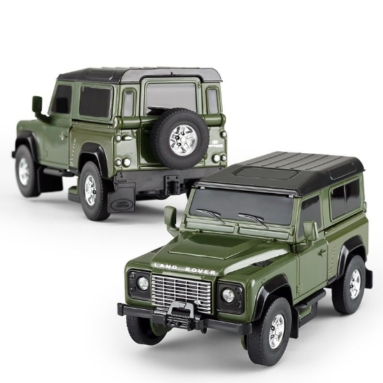 Imagine Mașinuță metalică convertibilă Land Rover Defender verde cu scara 1:32