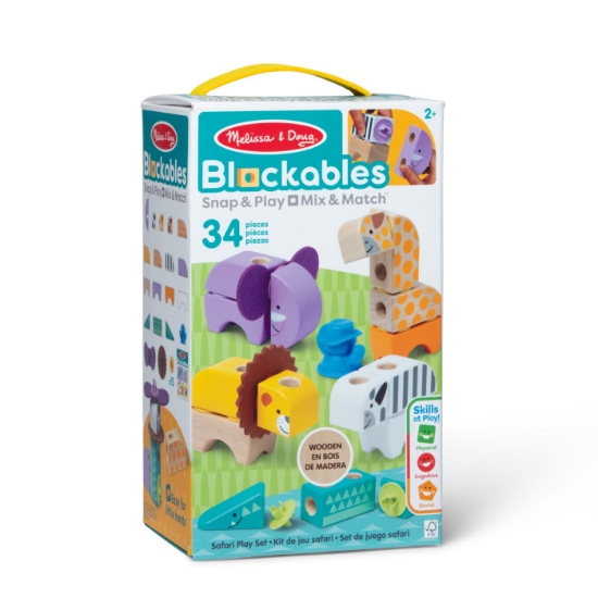 Imagine MELISSA AND DOUG SET DE CONSTRUCTIE DIN LEMN ANIMALE DIN SAFARI
