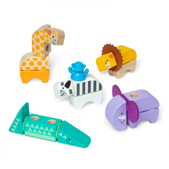 Imagine MELISSA AND DOUG SET DE CONSTRUCTIE DIN LEMN ANIMALE DIN SAFARI