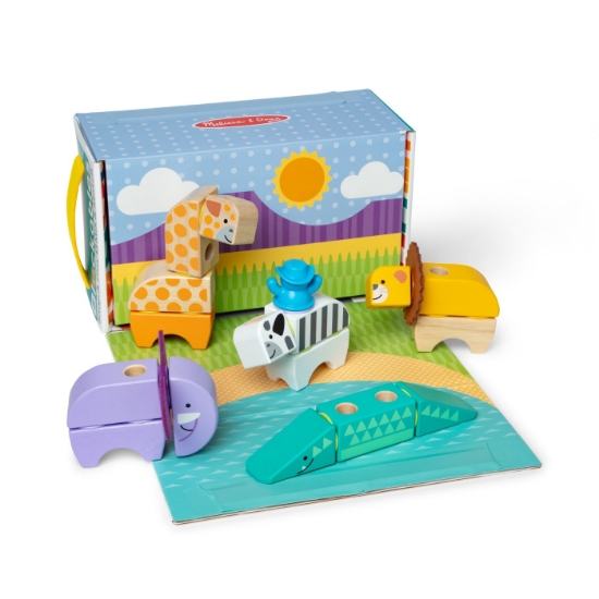 Imagine MELISSA AND DOUG SET DE CONSTRUCTIE DIN LEMN ANIMALE DIN SAFARI