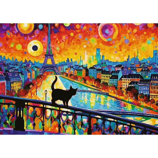 Imagine PUZZLE TREFL 1000 PISICA DIN PARIS