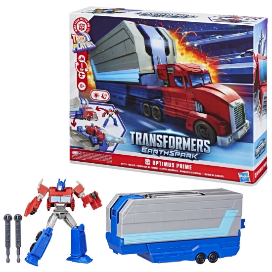 Imagine TRANSFORMERS EARTHSPARK CAMION CU REMORCA DE LUPTA OPTIMUS PRIME
