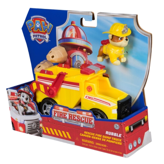 Imagine PATRULA CATELUSILOR VEHICUL DE SALVARE MASINA DE POMPIERI SI FIGURINA RUBBLE