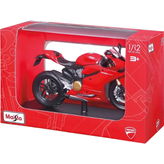Imagine MAISTO MOTOCICLETA METALICA CU STAND DUCATI 1199 PANIGALE SCARA 1 LA 12
