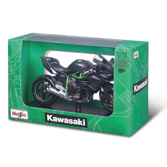 Imagine MAISTO MOTOCICLETA METALICA CU STAND KAWASAKI NINJA H2 R SCARA 1 LA 12