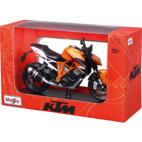 Imagine MAISTO MOTOCICLETA METALICA CU STAND KTM 1290 SUPER DUKE R SCARA 1 LA 12