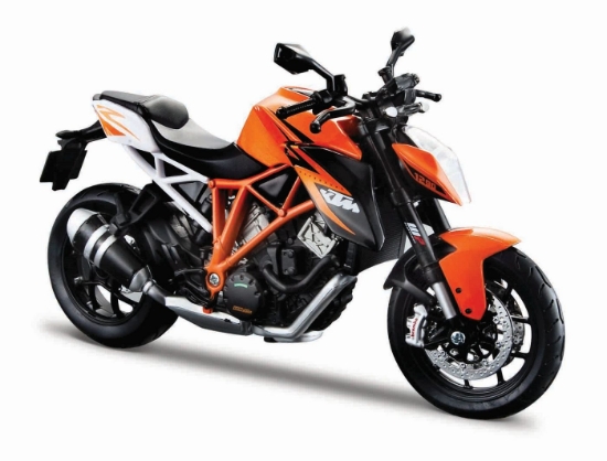Imagine MAISTO MOTOCICLETA METALICA CU STAND KTM 1290 SUPER DUKE R SCARA 1 LA 12