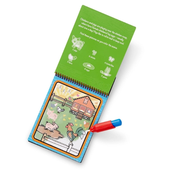 Imagine MELISSA AND DOUG CARTE DE COLORAT FERMA REUTILIZABILA CU APA WATER WOW