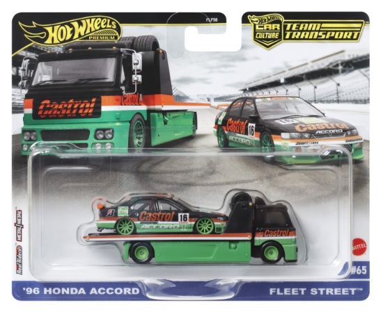 Imagine HOT WHEELS TRANSPORTATOR FLEET STREET CU MASINUTA HONDA ACCORD 96 SCARA 1:64