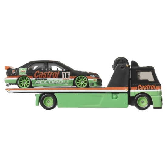 Imagine HOT WHEELS TRANSPORTATOR FLEET STREET CU MASINUTA HONDA ACCORD 96 SCARA 1:64