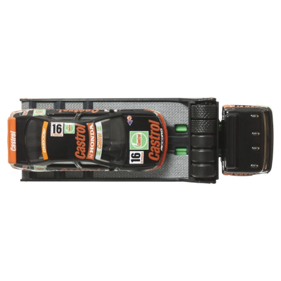 Imagine HOT WHEELS TRANSPORTATOR FLEET STREET CU MASINUTA HONDA ACCORD 96 SCARA 1:64