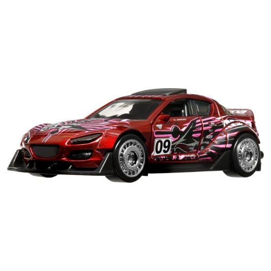 Imagine HOT WHEELS MASINUTA METALICA CU SISTEM PULL BACK MAZDA 2004 RX8 CUSTOM SCARA 1:43