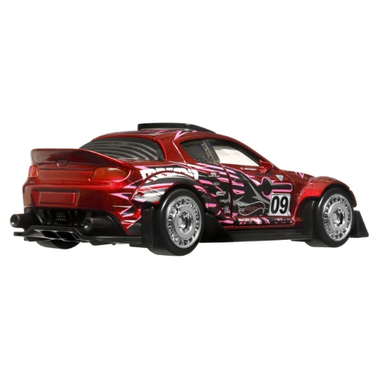 Imagine HOT WHEELS MASINUTA METALICA CU SISTEM PULL BACK MAZDA 2004 RX8 CUSTOM SCARA 1:43