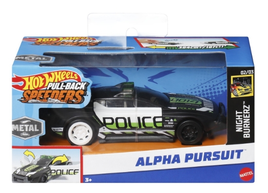 Imagine HOT WHEELS MASINUTA METALICA CU SISTEM PULL BACK POLICE ALPHA PURSUIT SCARA 1:43