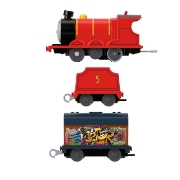 Imagine THOMAS LOCOMOTIVA MOTORIZATA GRAFFITI JAMES CU 2 VAGOANE