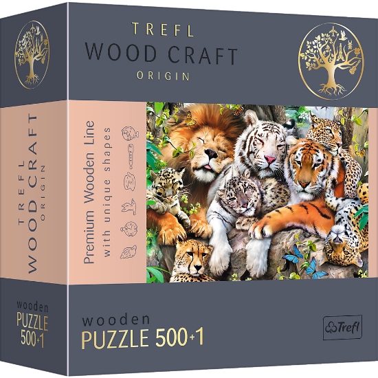 Imagine PUZZLE TREFL DIN LEMN 500+1 PIESE FELINELE DIN JUNGLA