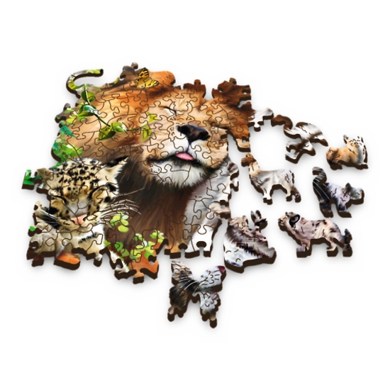 Imagine PUZZLE TREFL DIN LEMN 500+1 PIESE FELINELE DIN JUNGLA