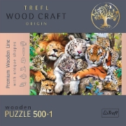 Imagine PUZZLE TREFL DIN LEMN 500+1 PIESE FELINELE DIN JUNGLA