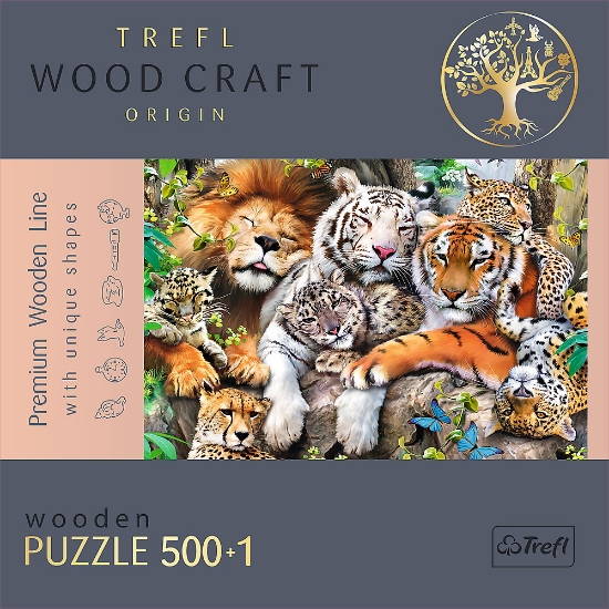 Imagine PUZZLE TREFL DIN LEMN 500+1 PIESE FELINELE DIN JUNGLA